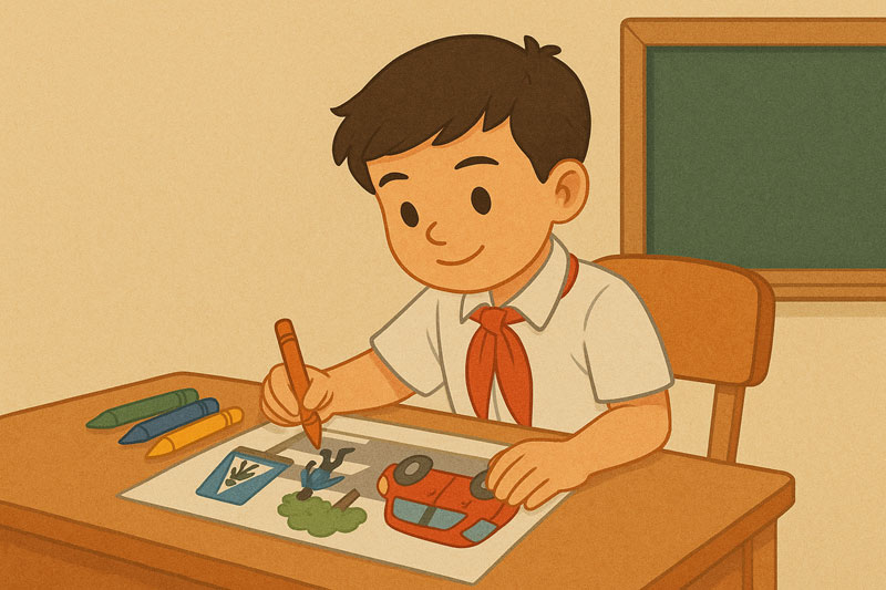 Học sinh vẽ về chủ đề ATGT